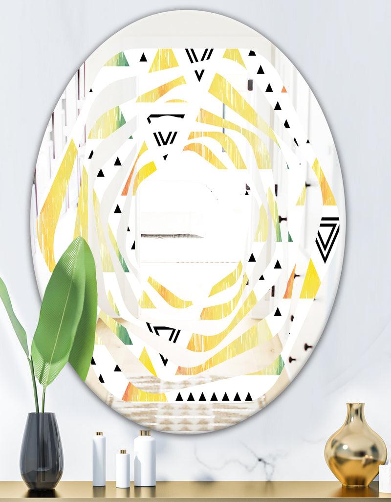 DesignQ Triangular Retro Design IV - Modern Round Or Oval Wall Mirror - Whirl