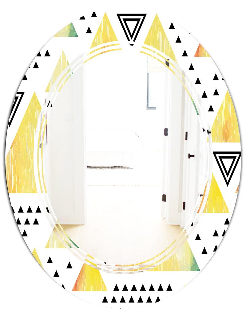 DesignQ Triangular Retro Design IV - Modern Round Or Oval Wall Mirror - Triple C