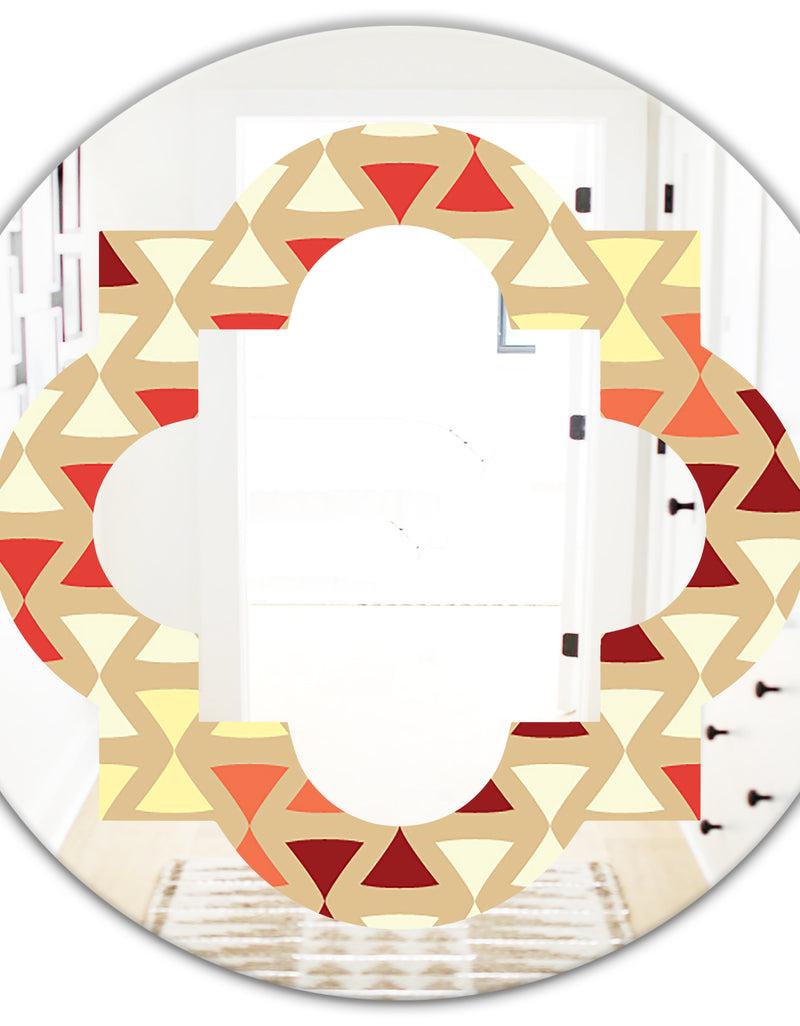 DesignQ Triangular Retro Design IX - Modern Round Or Oval Wall Mirror - Quatrefoil