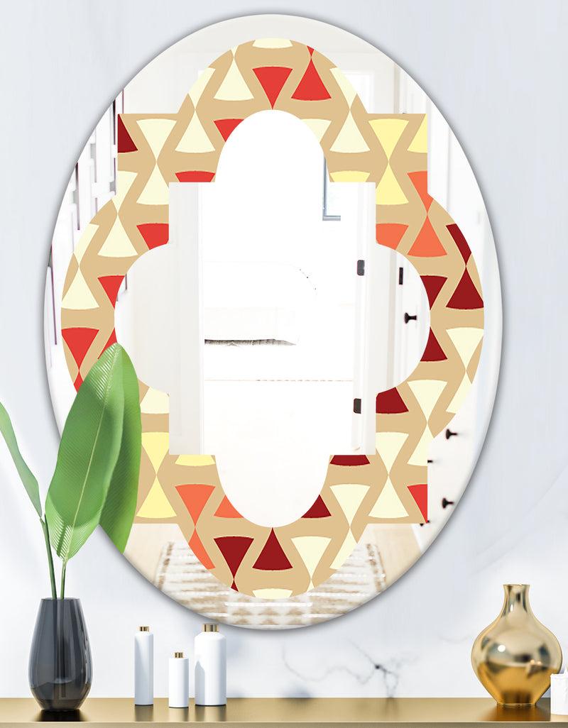 DesignQ Triangular Retro Design IX - Modern Round Or Oval Wall Mirror - Quatrefoil