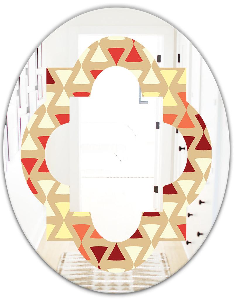 DesignQ Triangular Retro Design IX - Modern Round Or Oval Wall Mirror - Quatrefoil