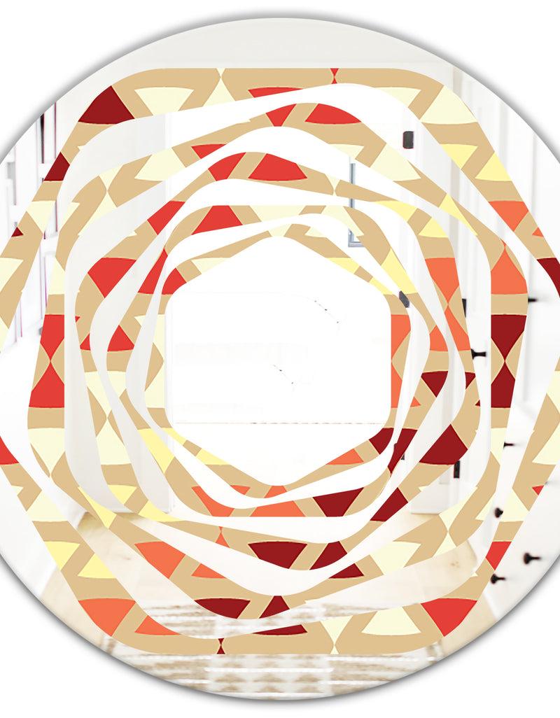 DesignQ Triangular Retro Design IX - Modern Round Or Oval Wall Mirror - Whirl