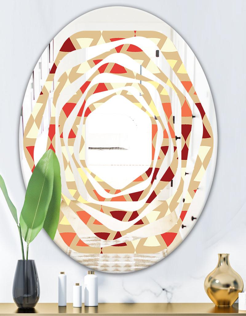 DesignQ Triangular Retro Design IX - Modern Round Or Oval Wall Mirror - Whirl