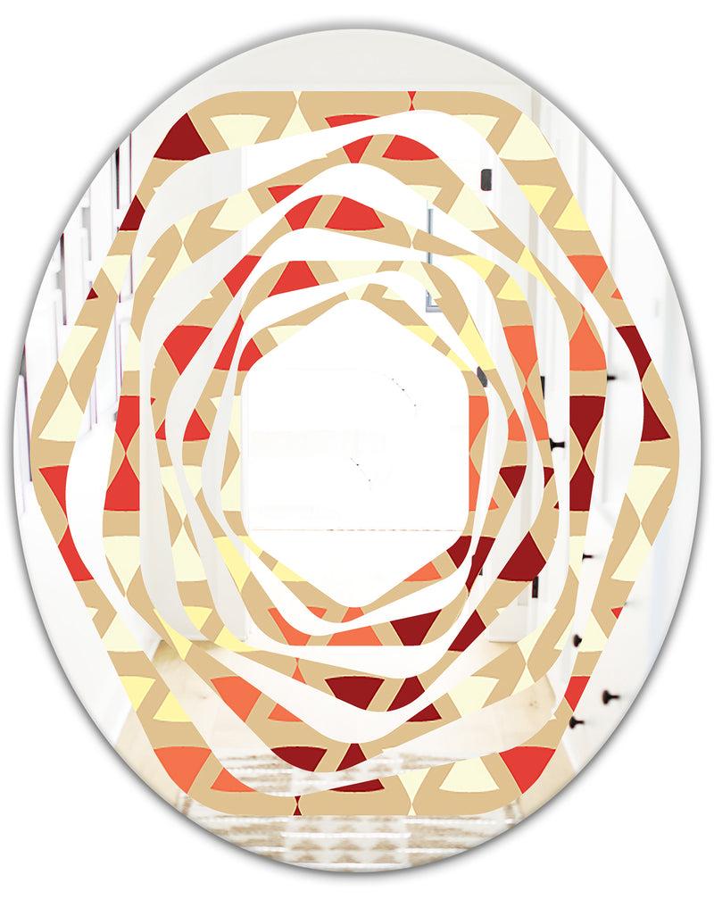 DesignQ Triangular Retro Design IX - Modern Round Or Oval Wall Mirror - Whirl