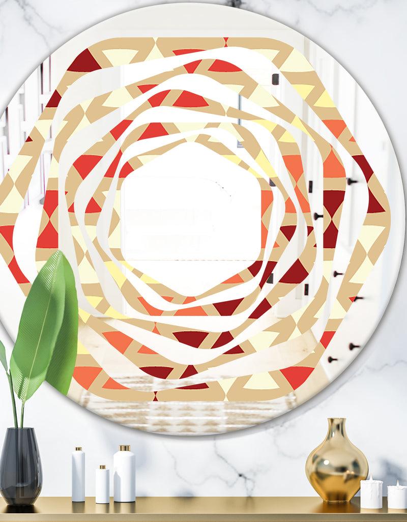 DesignQ Triangular Retro Design IX - Modern Round or Oval Wall Mirror - Whirl