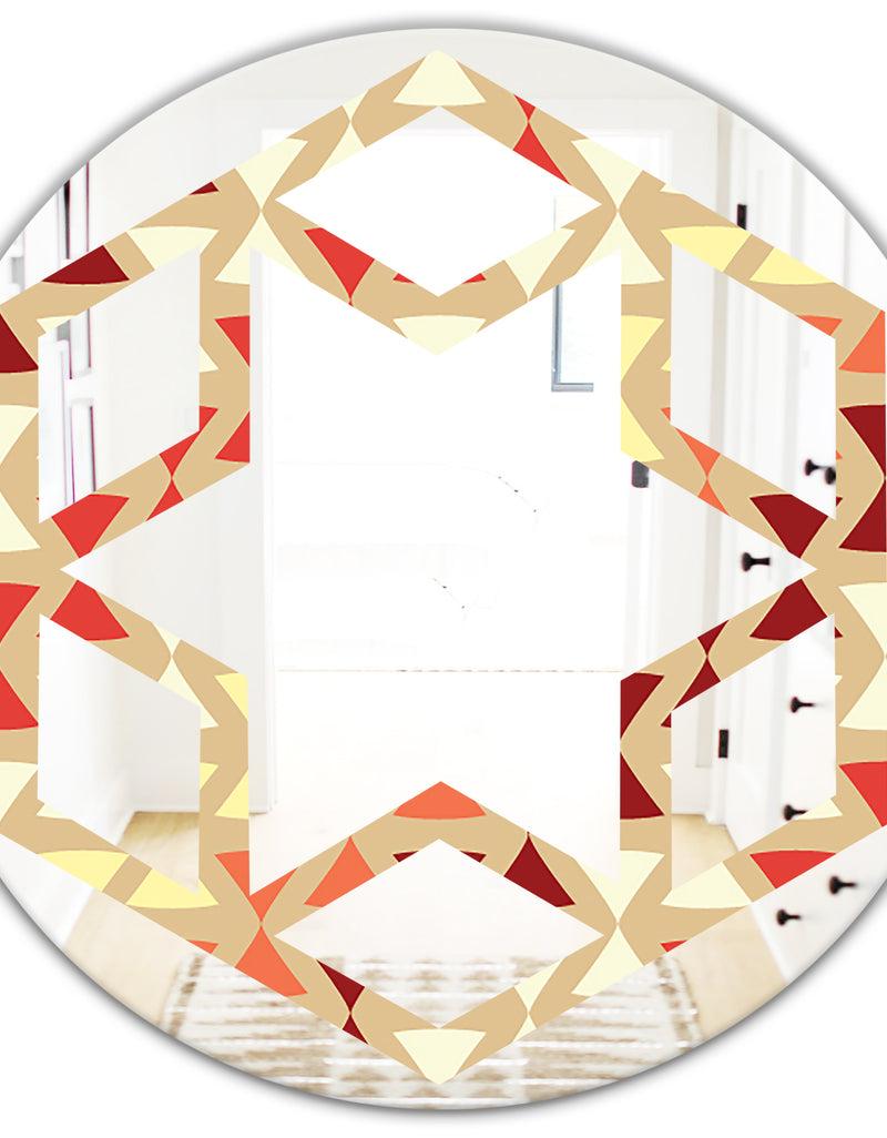 DesignQ Triangular Retro Design IX - Modern Round Or Oval Wall Mirror - Hexagon Star