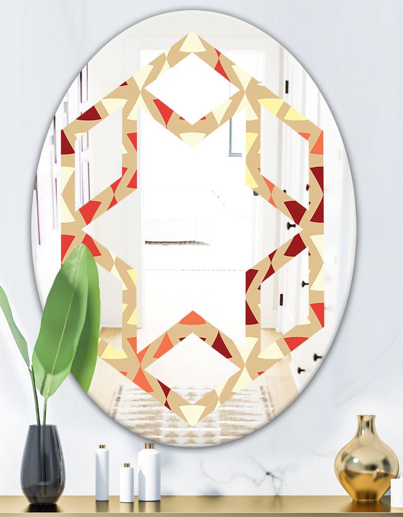 DesignQ Triangular Retro Design IX - Modern Round Or Oval Wall Mirror - Hexagon Star