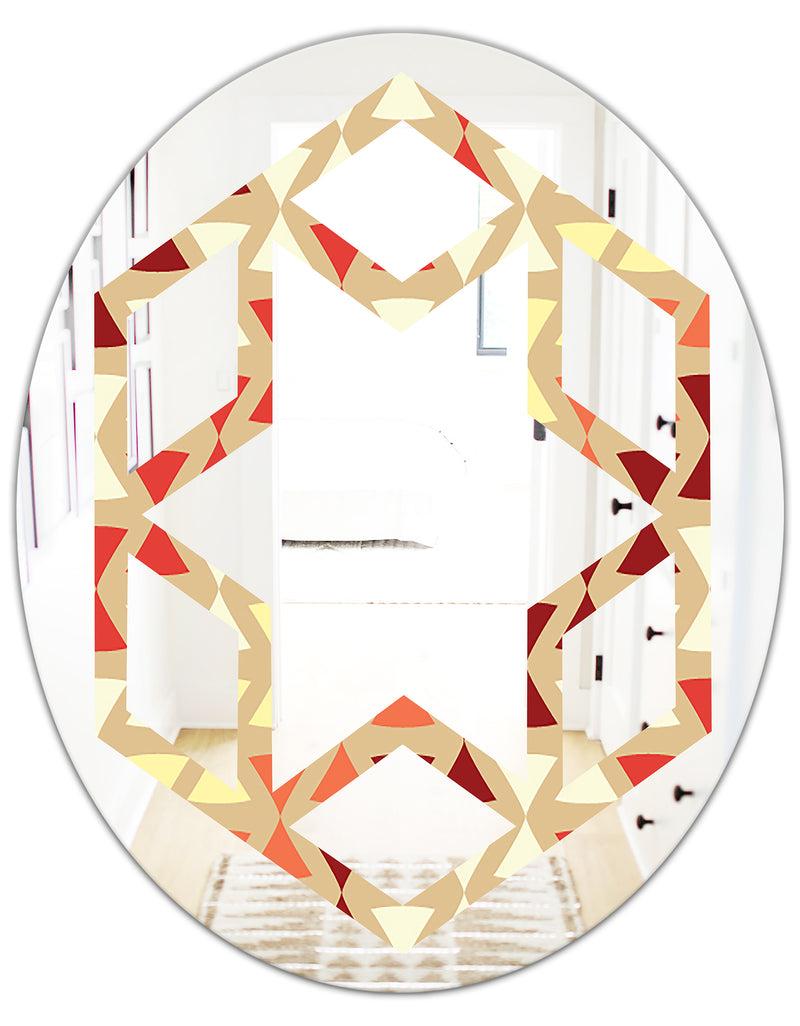 DesignQ Triangular Retro Design IX - Modern Round Or Oval Wall Mirror - Hexagon Star
