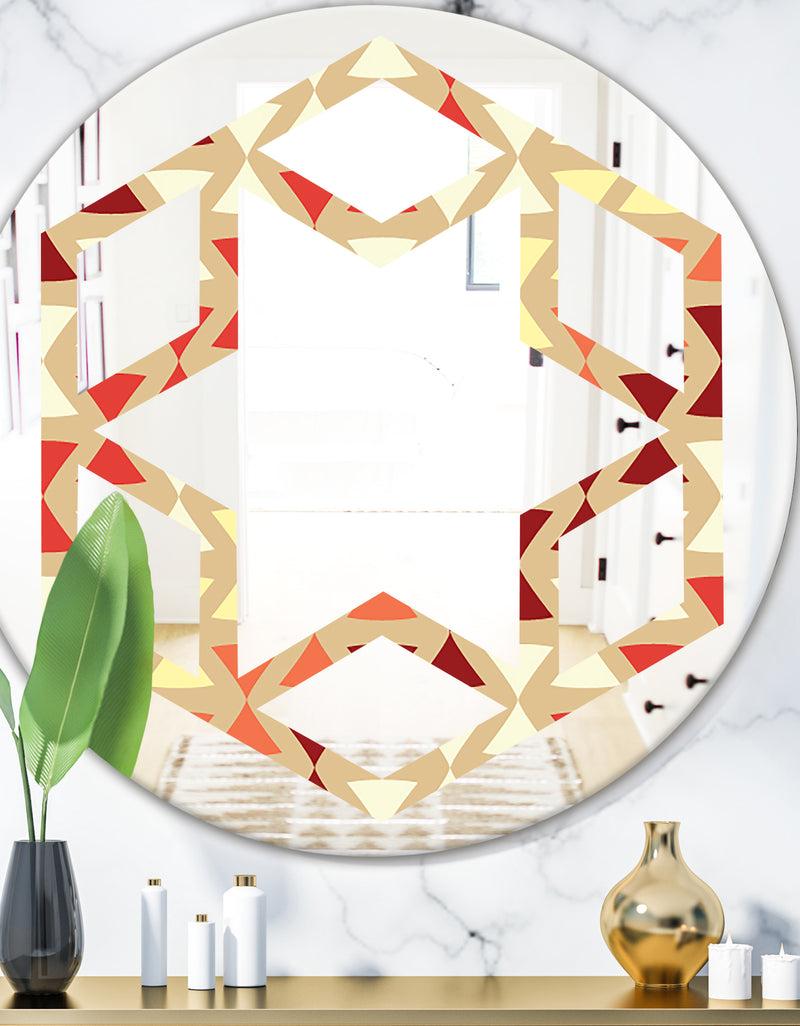 DesignQ Triangular Retro Design IX - Modern Round or Oval Wall Mirror - Hexagon Star