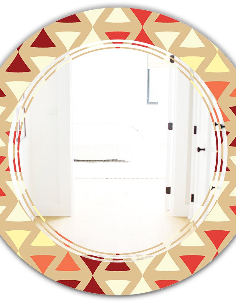 DesignQ Triangular Retro Design IX - Modern Round Or Oval Wall Mirror - Triple C
