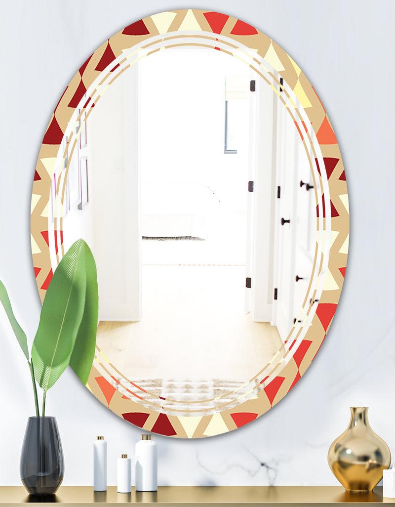 DesignQ Triangular Retro Design IX - Modern Round Or Oval Wall Mirror - Triple C