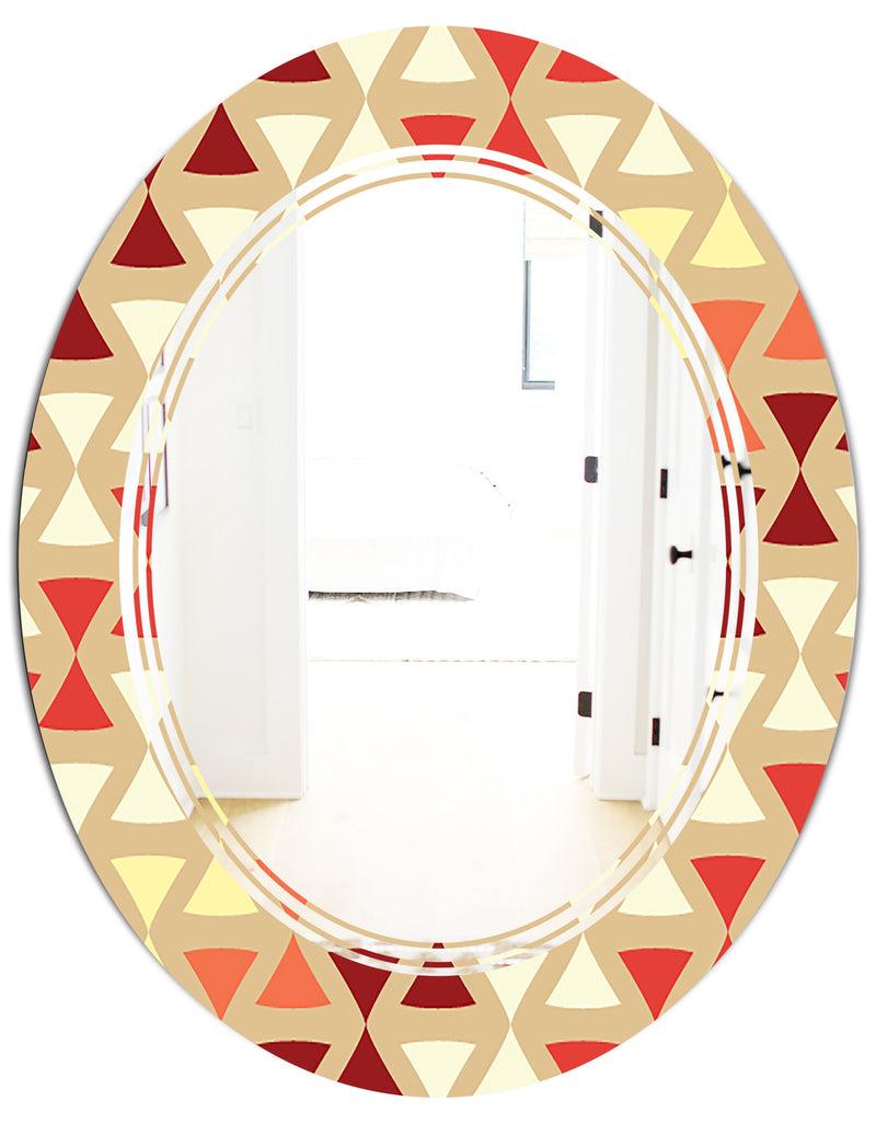 DesignQ Triangular Retro Design IX - Modern Round Or Oval Wall Mirror - Triple C