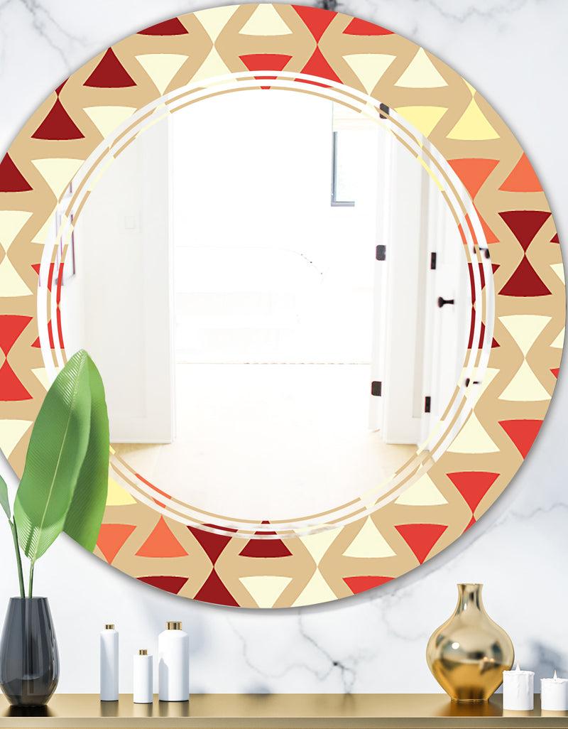 DesignQ Triangular Retro Design IX - Modern Round or Oval Wall Mirror - Triple C