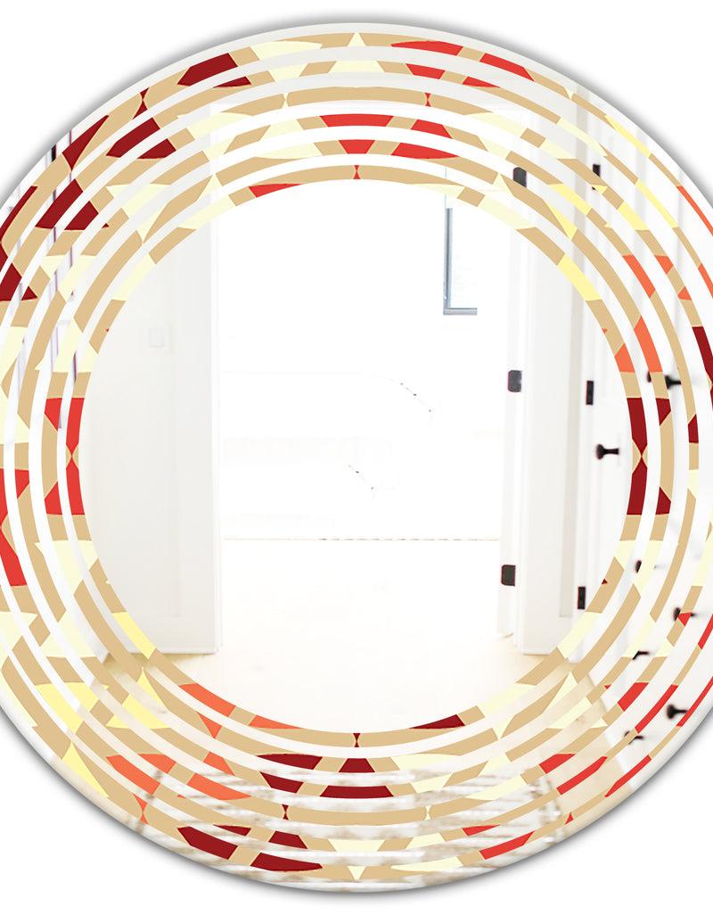 DesignQ Triangular Retro Design IX - Modern Round Or Oval Wall Mirror - Wave