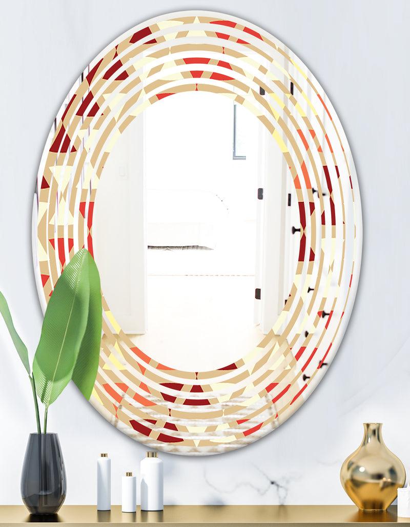 DesignQ Triangular Retro Design IX - Modern Round Or Oval Wall Mirror - Wave