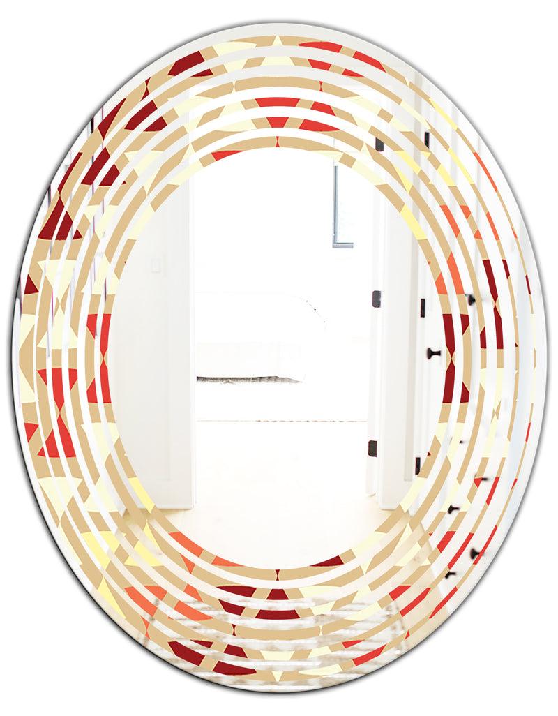 DesignQ Triangular Retro Design IX - Modern Round Or Oval Wall Mirror - Wave
