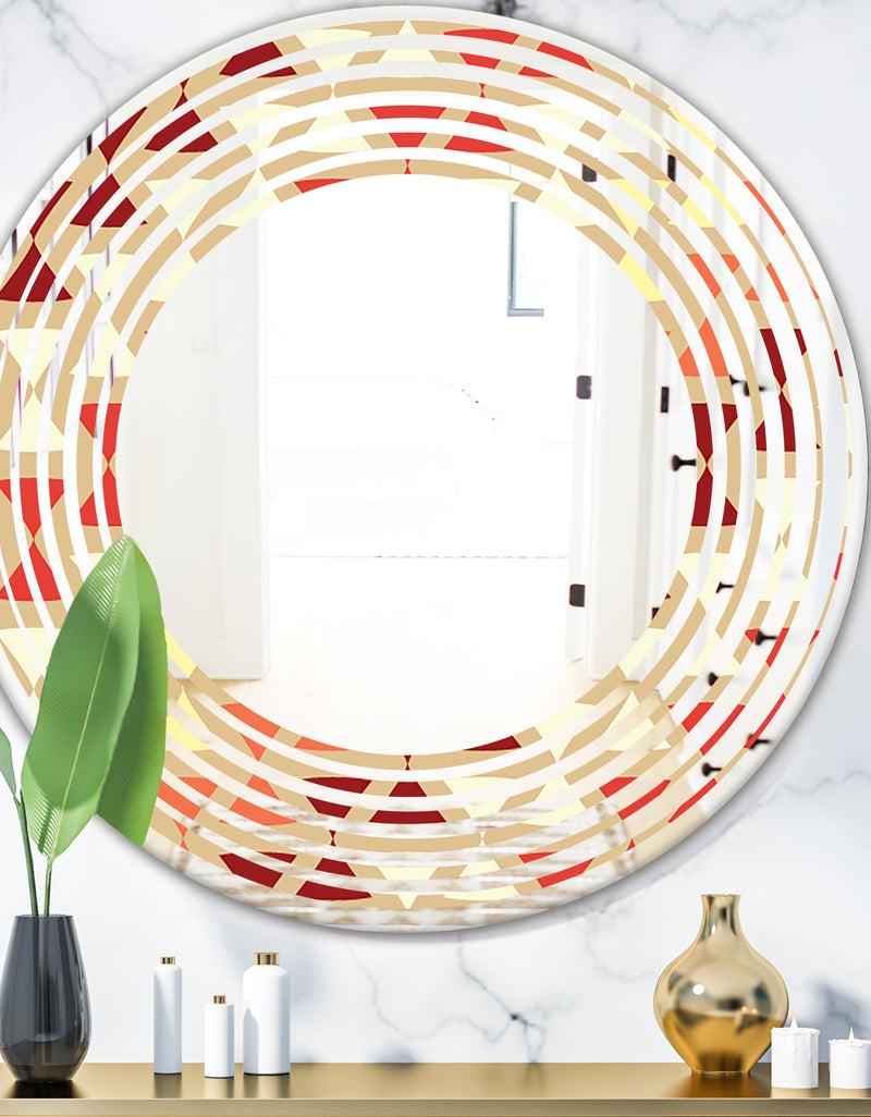 DesignQ Triangular Retro Design IX - Modern Round or Oval Wall Mirror - Wave
