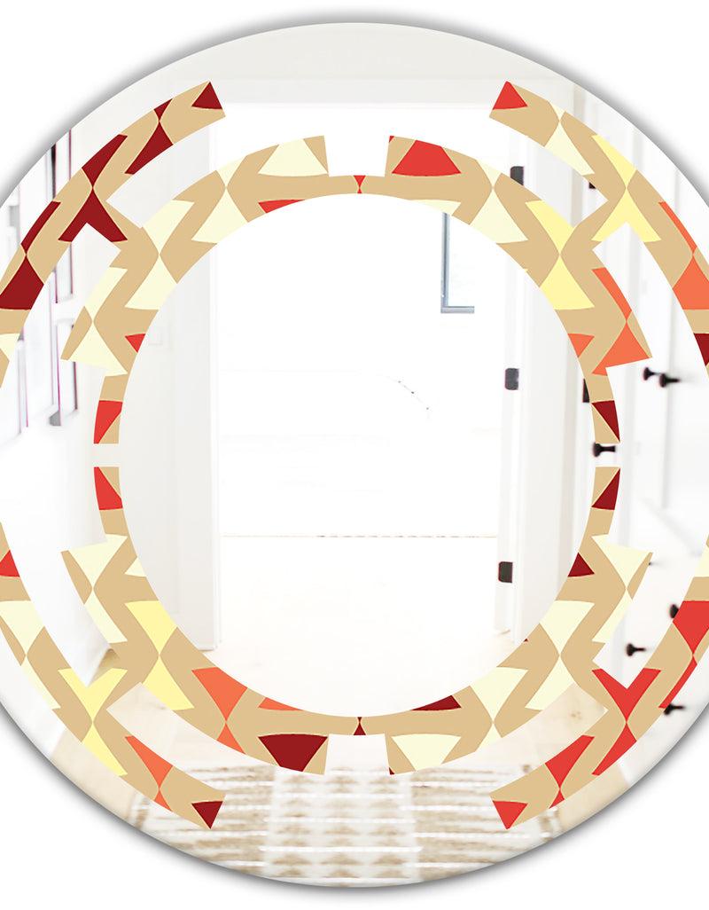 DesignQ Triangular Retro Design IX - Modern Round Or Oval Wall Mirror - Space