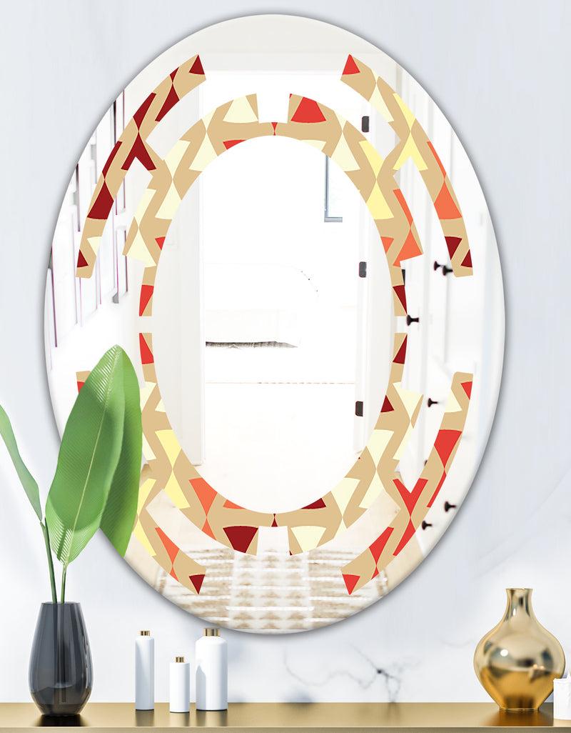 DesignQ Triangular Retro Design IX - Modern Round Or Oval Wall Mirror - Space
