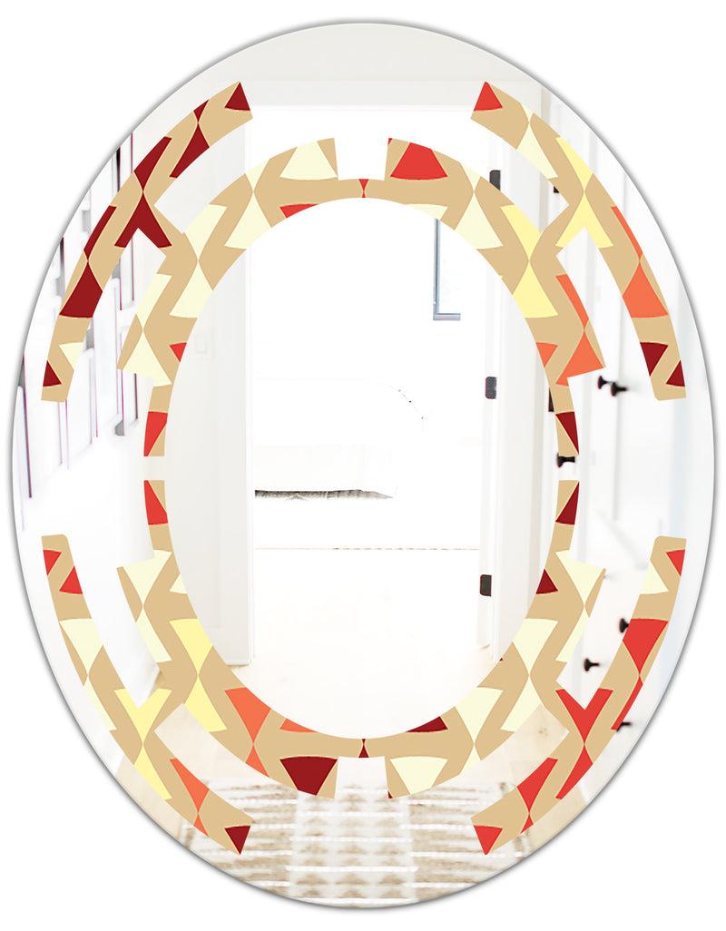 DesignQ Triangular Retro Design IX - Modern Round Or Oval Wall Mirror - Space
