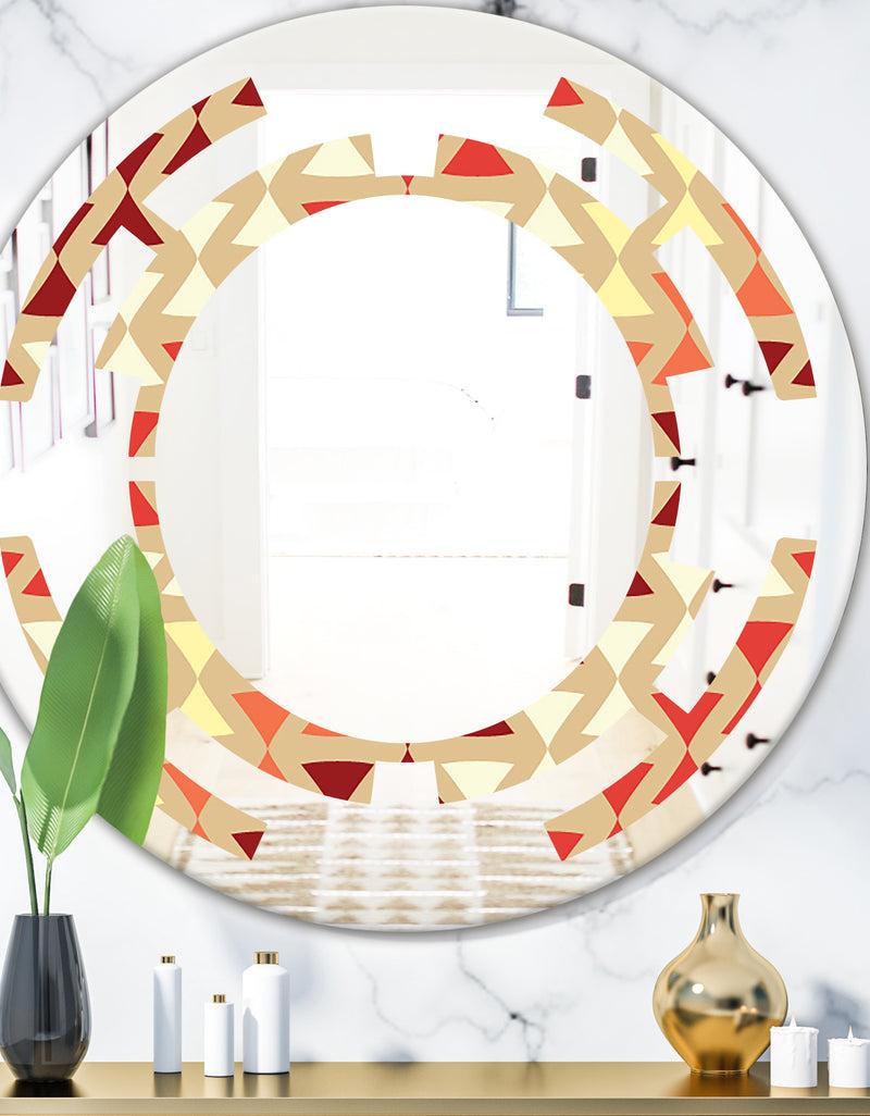 DesignQ Triangular Retro Design IX - Modern Round or Oval Wall Mirror - Space