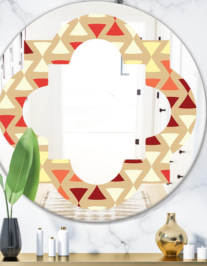 DesignQ Triangular Retro Design IX - Modern Round or Oval Wall Mirror - Quatrefoil