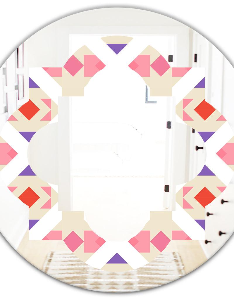 DesignQ Triangular Retro Design VII - Modern Round Or Oval Wall Mirror - Quatrefoil