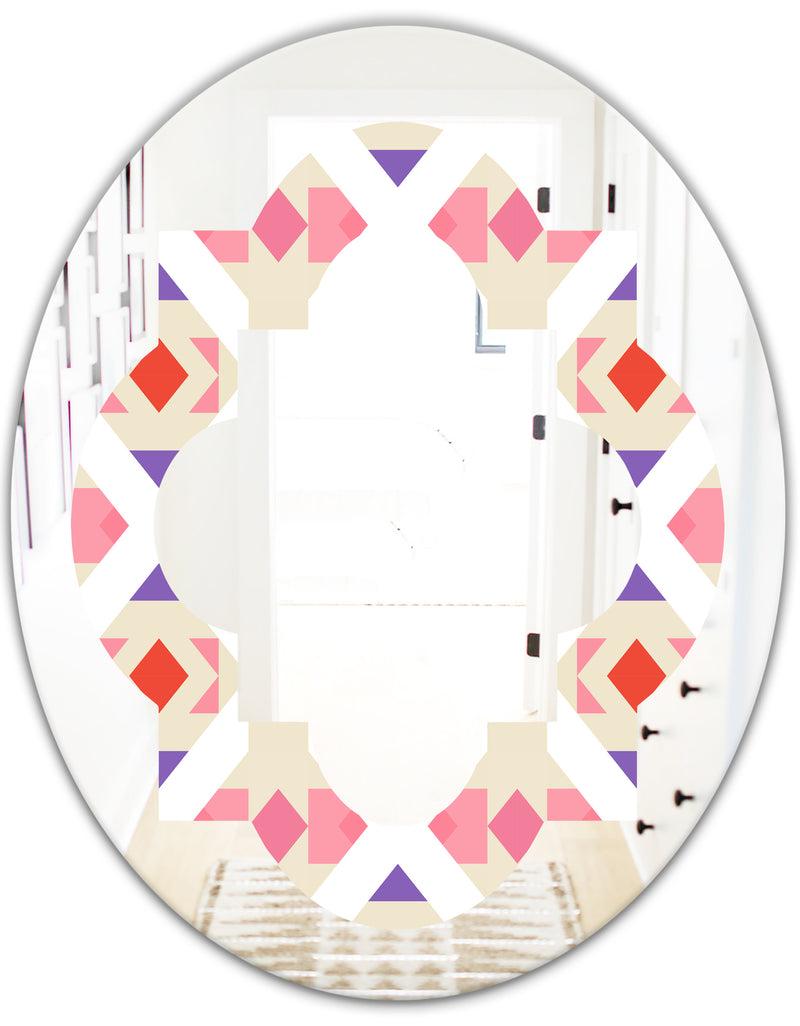 DesignQ Triangular Retro Design VII - Modern Round Or Oval Wall Mirror - Quatrefoil