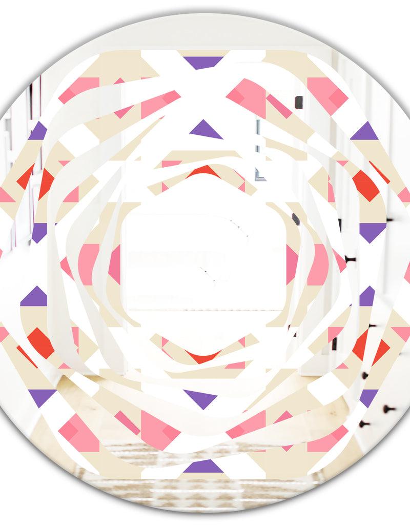 DesignQ Triangular Retro Design VII - Modern Round Or Oval Wall Mirror - Whirl