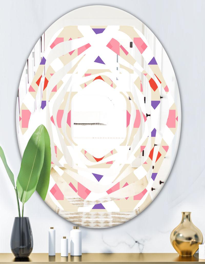 DesignQ Triangular Retro Design VII - Modern Round Or Oval Wall Mirror - Whirl