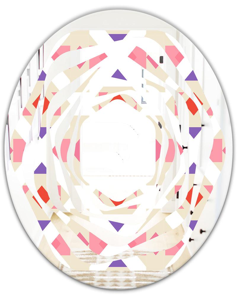 DesignQ Triangular Retro Design VII - Modern Round Or Oval Wall Mirror - Whirl
