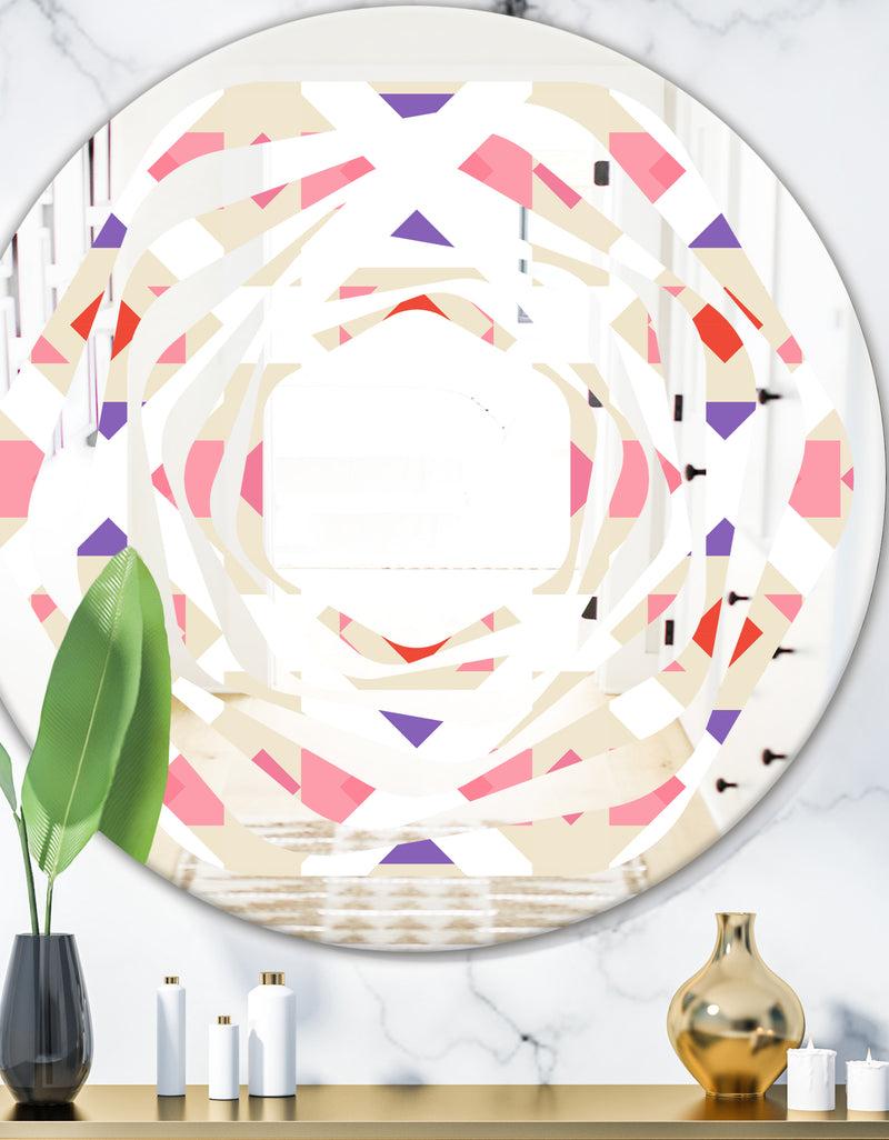 DesignQ Triangular Retro Design VII - Modern Round or Oval Wall Mirror - Whirl