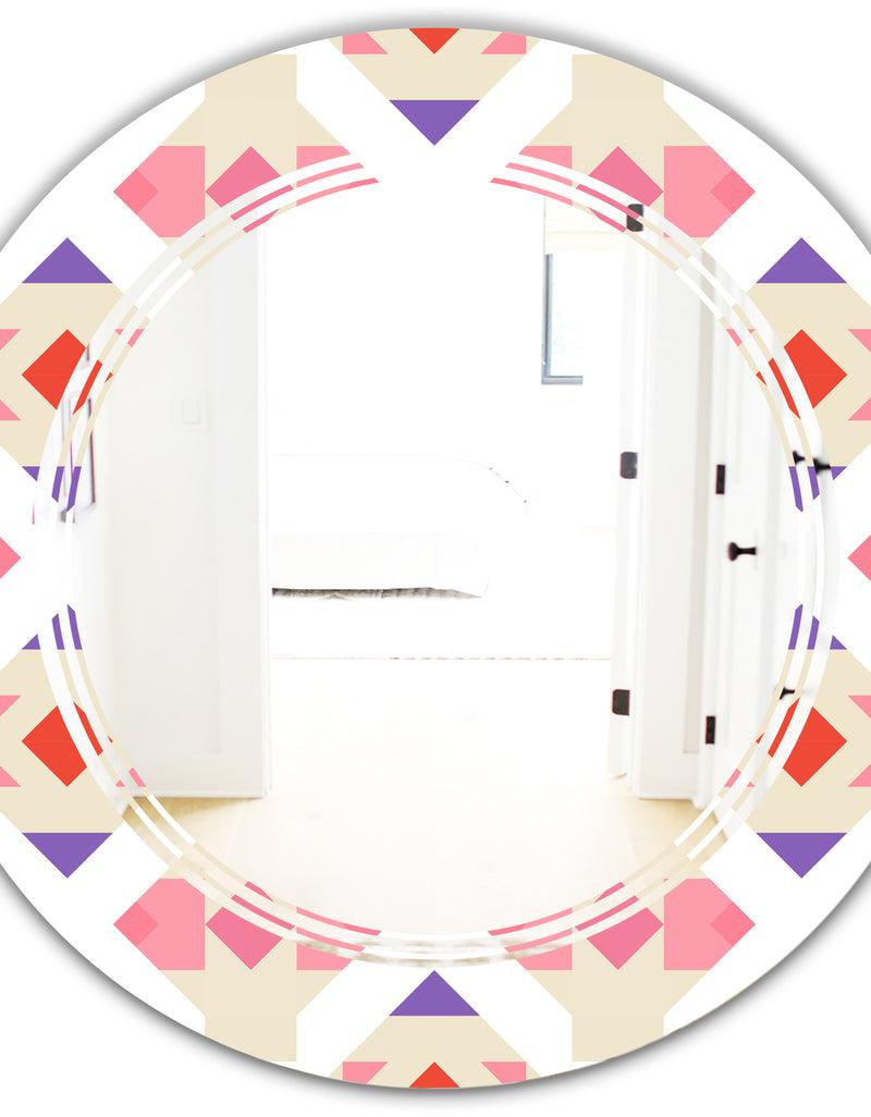 DesignQ Triangular Retro Design VII - Modern Round Or Oval Wall Mirror - Triple C