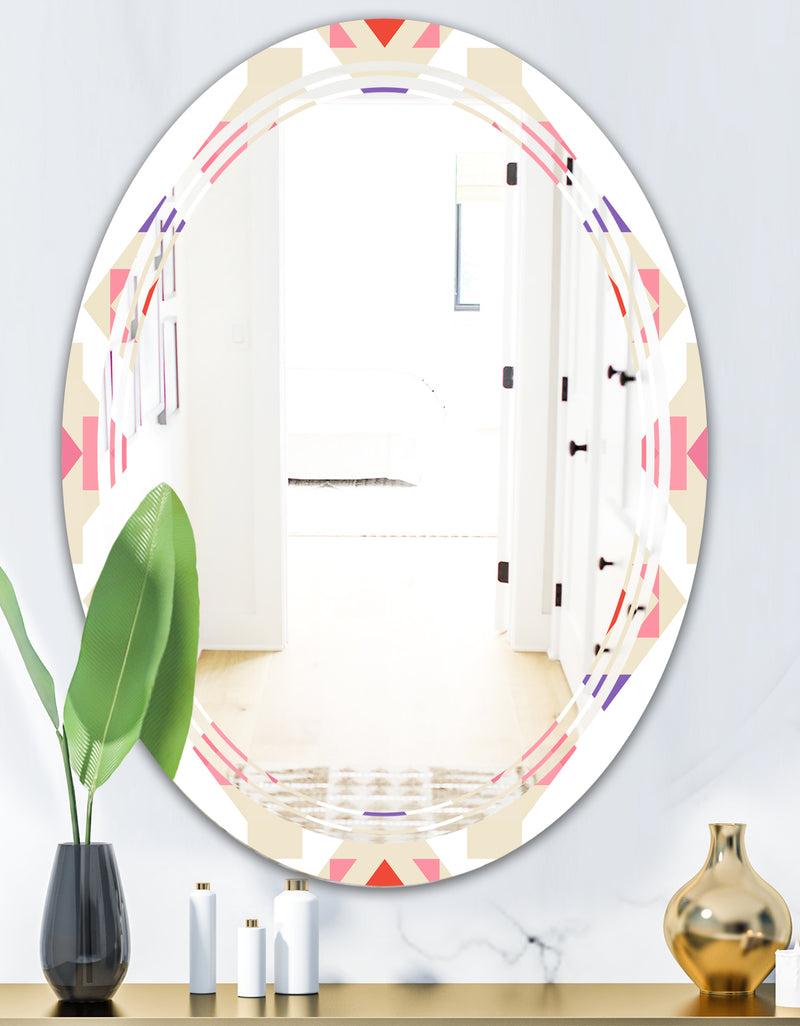 DesignQ Triangular Retro Design VII - Modern Round Or Oval Wall Mirror - Triple C