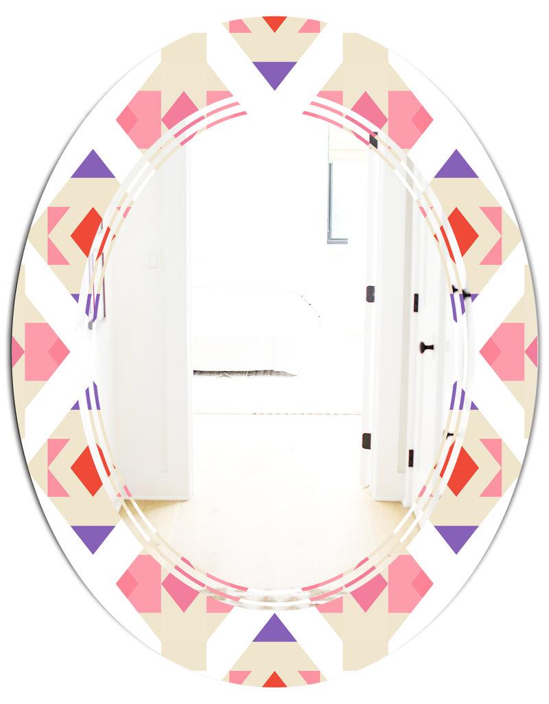 DesignQ Triangular Retro Design VII - Modern Round Or Oval Wall Mirror - Triple C