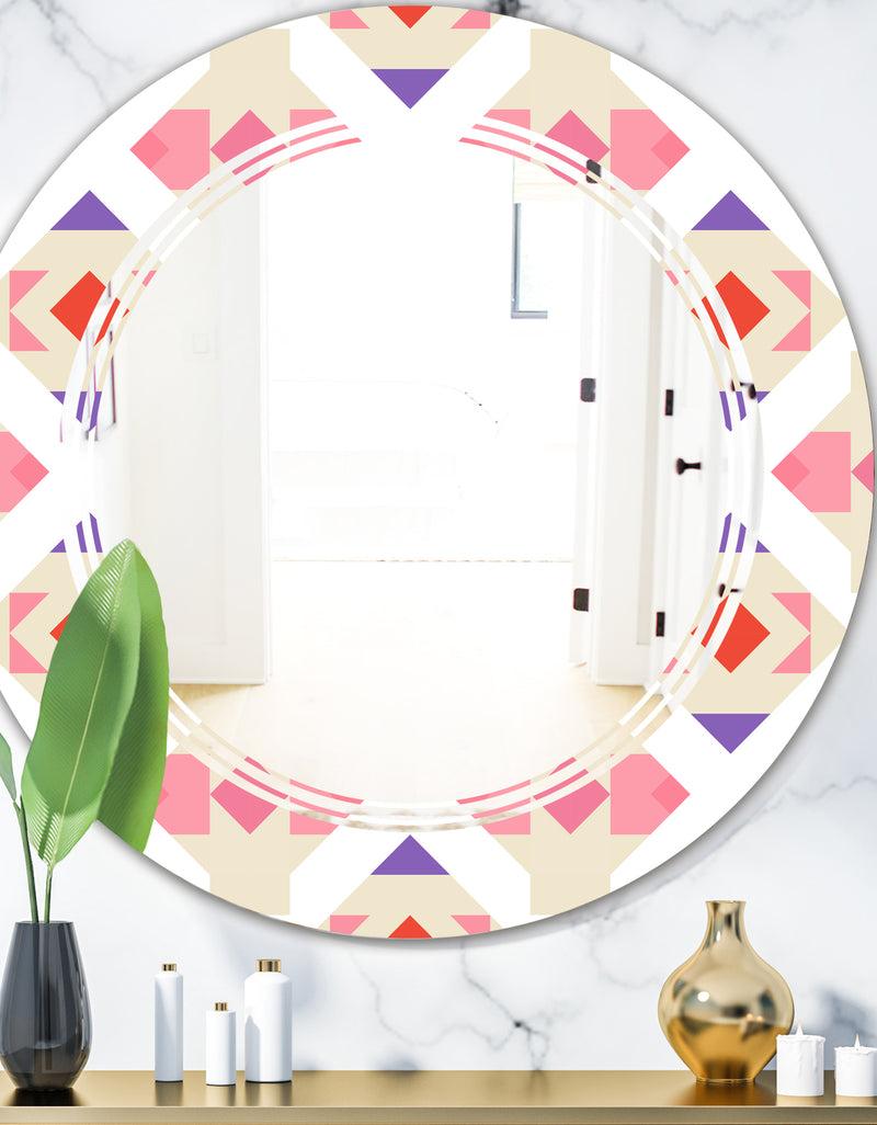 DesignQ Triangular Retro Design VII - Modern Round or Oval Wall Mirror - Triple C