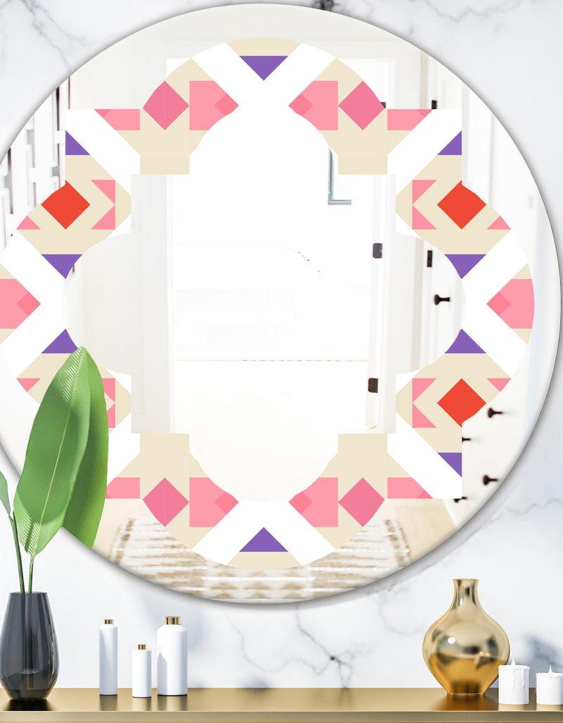 DesignQ Triangular Retro Design VII - Modern Round or Oval Wall Mirror - Quatrefoil