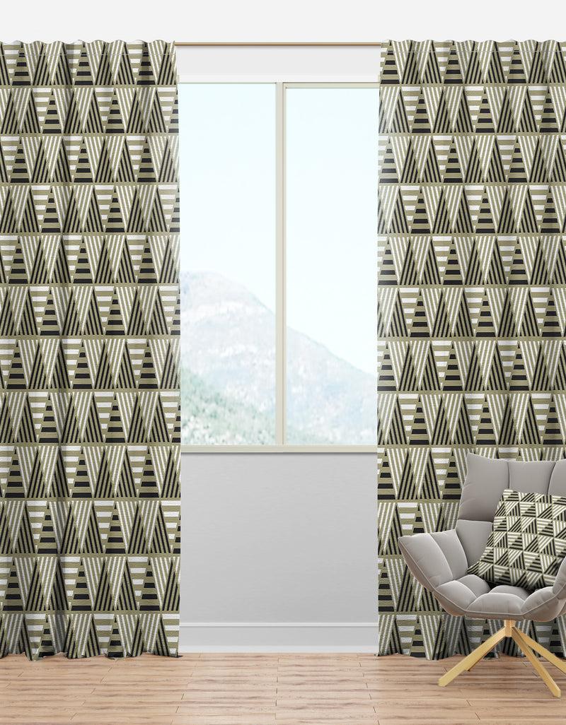 DesignQ Triangular Retro Design VIII - Mid-Century Modern Curtain Panels
