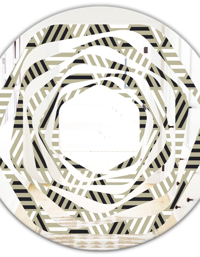 DesignQ Triangular Retro Design VIII - Modern Round Or Oval Wall Mirror - Whirl