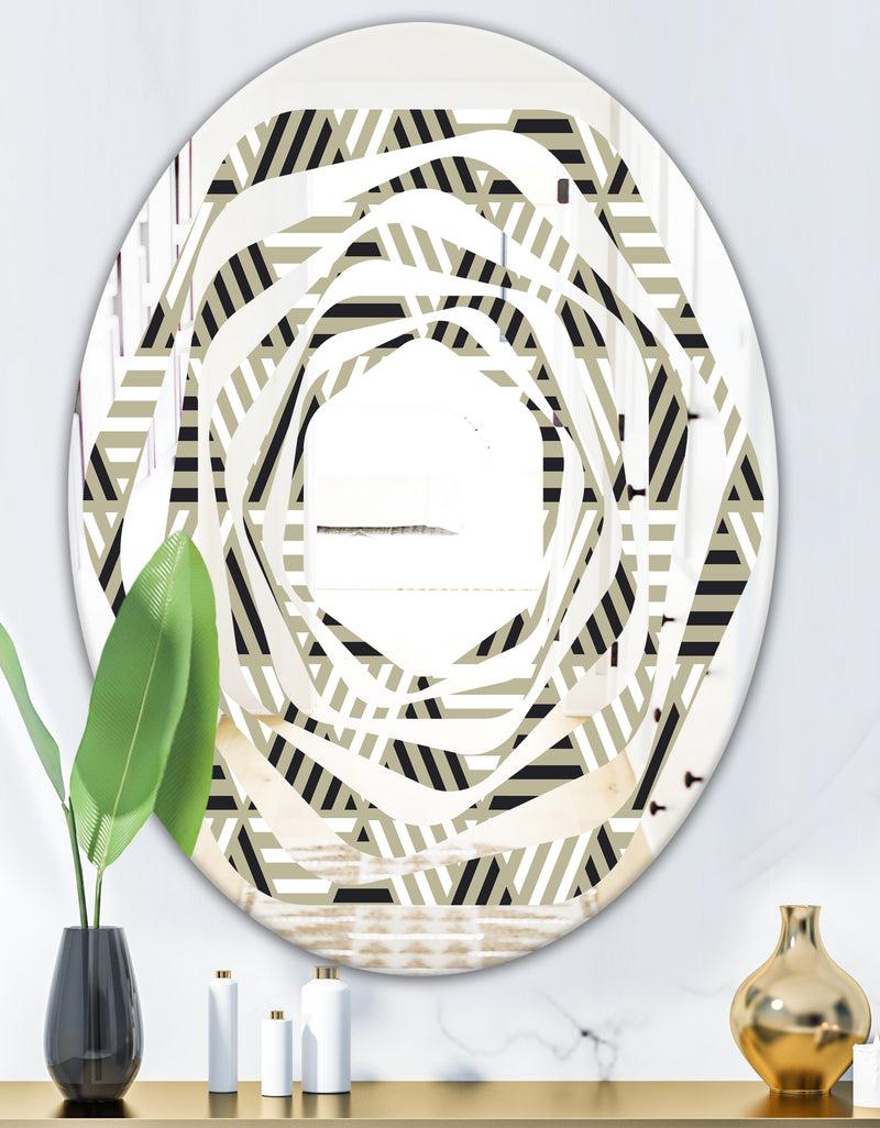 DesignQ Triangular Retro Design VIII - Modern Round Or Oval Wall Mirror - Whirl