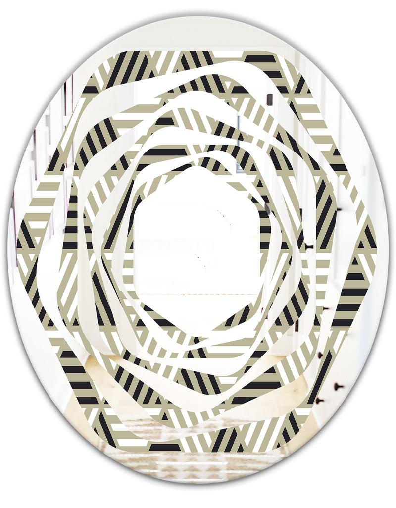 DesignQ Triangular Retro Design VIII - Modern Round Or Oval Wall Mirror - Whirl