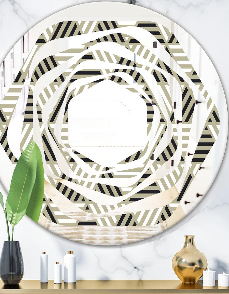 DesignQ Triangular Retro Design VIII - Modern Round or Oval Wall Mirror - Whirl