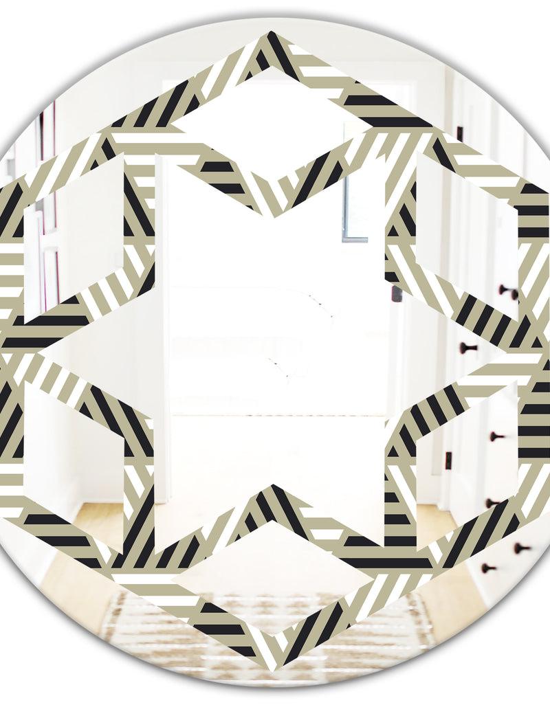 DesignQ Triangular Retro Design VIII - Modern Round Or Oval Wall Mirror - Hexagon Star