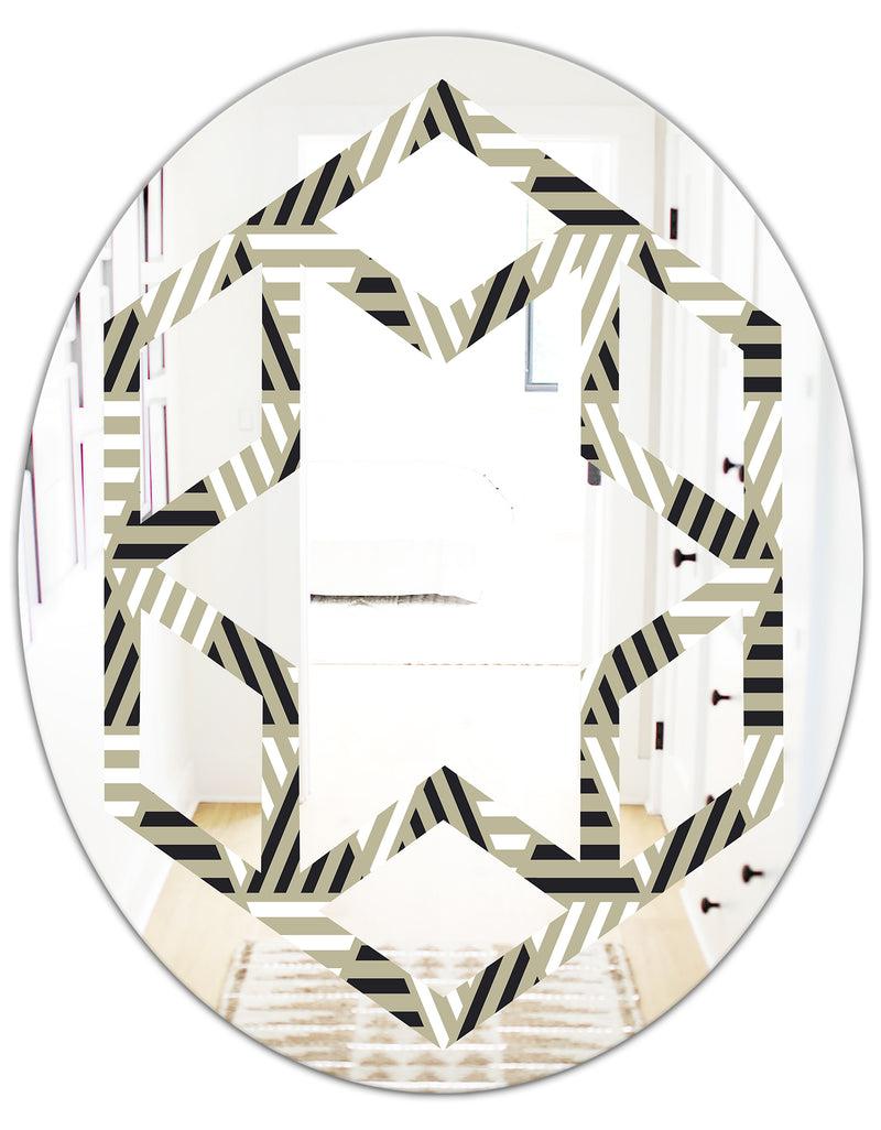 DesignQ Triangular Retro Design VIII - Modern Round Or Oval Wall Mirror - Hexagon Star