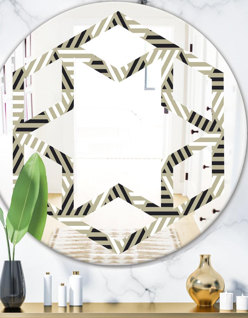 DesignQ Triangular Retro Design VIII - Modern Round or Oval Wall Mirror - Hexagon Star