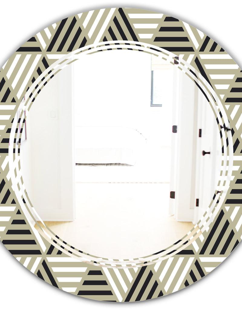 DesignQ Triangular Retro Design VIII - Modern Round Or Oval Wall Mirror - Triple C