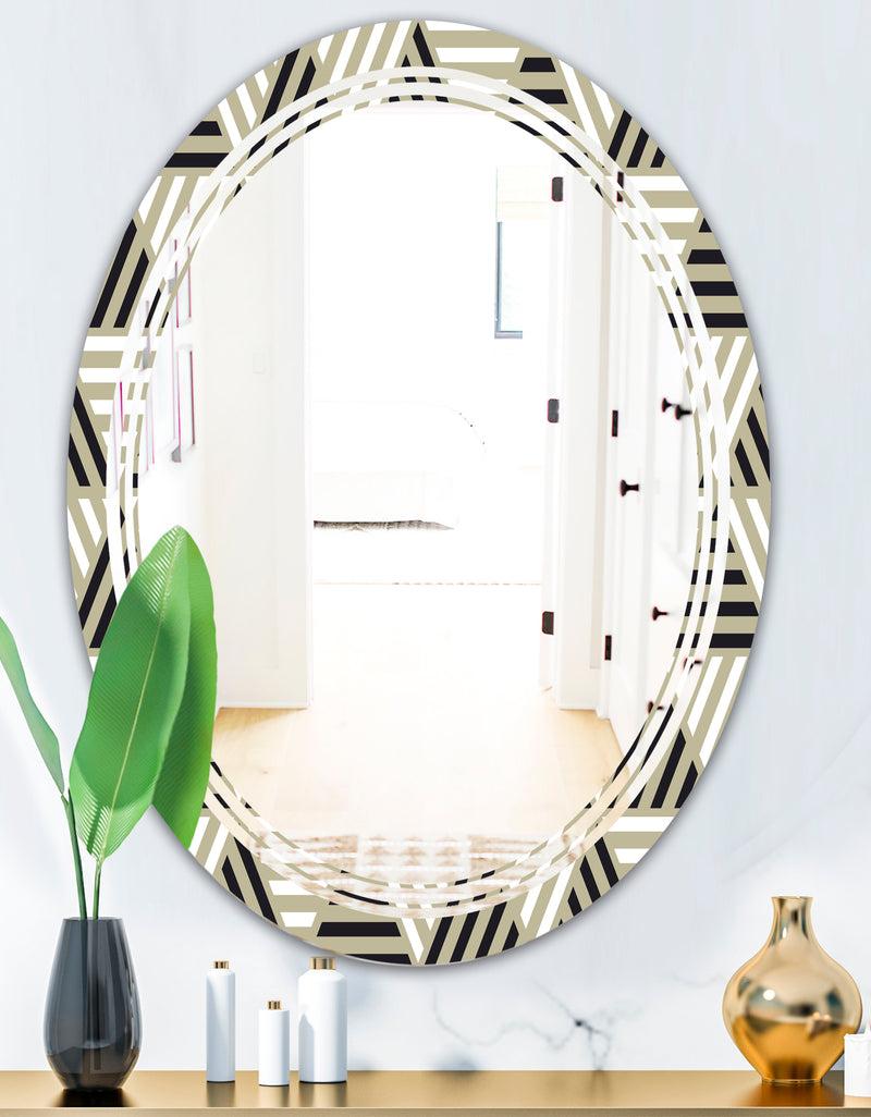 DesignQ Triangular Retro Design VIII - Modern Round Or Oval Wall Mirror - Triple C