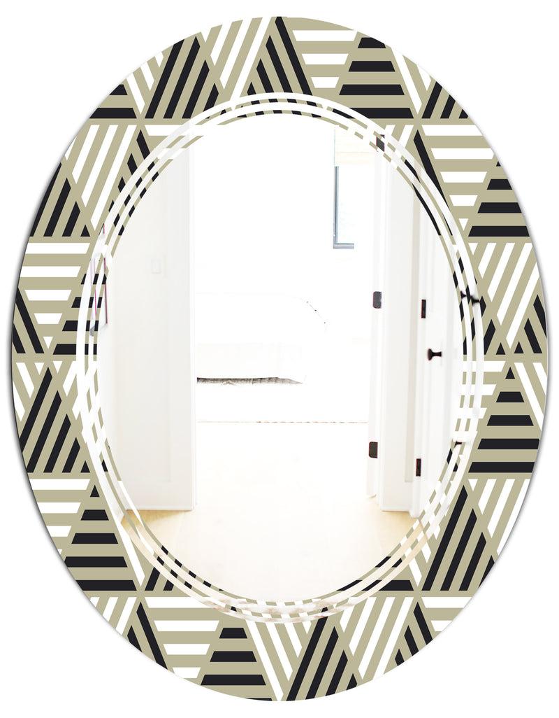 DesignQ Triangular Retro Design VIII - Modern Round Or Oval Wall Mirror - Triple C