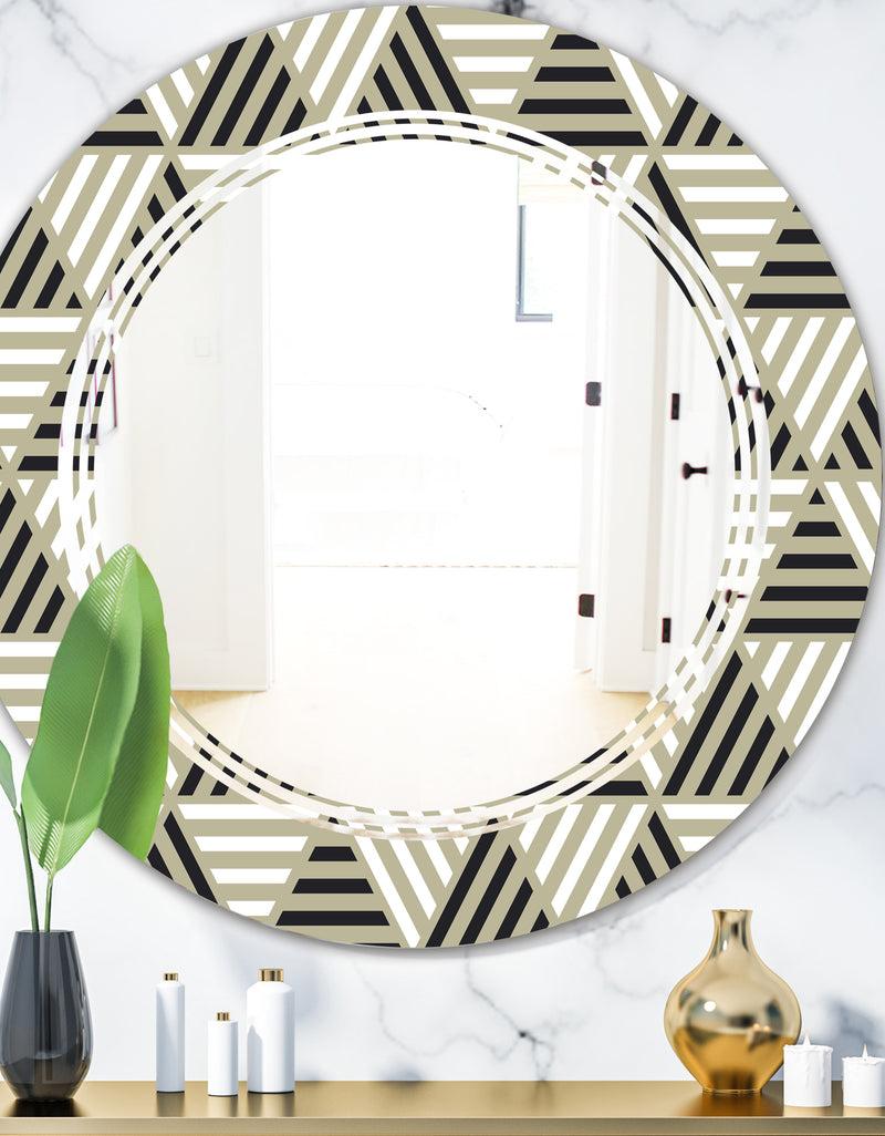 DesignQ Triangular Retro Design VIII - Modern Round or Oval Wall Mirror - Triple C