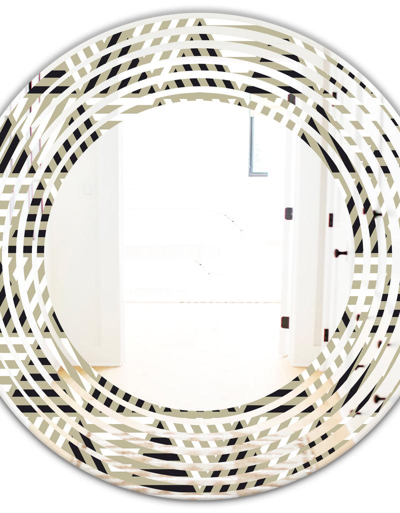 DesignQ Triangular Retro Design VIII - Modern Round Or Oval Wall Mirror - Wave
